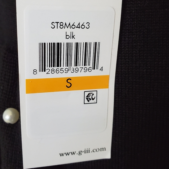 NWT JESSICA H BLACK KNIT DRESS PEARL CUFFS SZ S - Picture 7 of 8